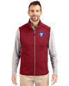 Texas Rangers Cooperstown Cutter & Buck Mainsail Sweater-Knit Mens Full Zip Vest Cardinal Red Heather Front Thumbnail Image