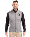 Texas Rangers Cooperstown Cutter & Buck Mainsail Sweater-Knit Mens Full Zip Vest Polished Heather Front Thumbnail Image