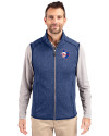 Texas Rangers Cooperstown Cutter & Buck Mainsail Sweater-Knit Mens Full Zip Vest Tour Blue Heather Front Thumbnail Image