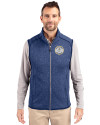 Milwaukee Brewers Cooperstown Cutter & Buck Mainsail Sweater-Knit Mens Full Zip Vest Tour Blue Heather Front Thumbnail Image