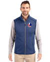 Montreal Expos Cooperstown Cutter & Buck Mainsail Sweater-Knit Mens Full Zip Vest Tour Blue Heather Front Thumbnail Image