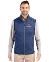 Toronto Blue Jays Cooperstown Cutter & Buck Mainsail Sweater-Knit Mens Full Zip Vest Tour Blue Heather Front Thumbnail Image