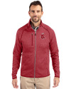 Boston Red Sox Cooperstown Cutter & Buck Mainsail Sweater-Knit Mens Full Zip Jacket Cardinal Red Heather Front Thumbnail Image
