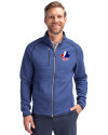 Montreal Expos Cooperstown Cutter & Buck Mainsail Sweater-Knit Mens Full Zip Jacket Tour Blue Heather Front Thumbnail Image