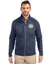 Milwaukee Brewers Cooperstown Cutter & Buck Mainsail Sweater-Knit Mens Full Zip Jacket Liberty Navy Heather Front Thumbnail Image