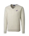 Los Angeles Dodgers Cooperstown Cutter & Buck Lakemont Tri-Blend Mens V-Neck Pullover Sweater Oatmeal Heather Mannequin Thumbnail Image