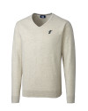 Miami Marlins Cooperstown Cutter & Buck Lakemont Tri-Blend Mens V-Neck Pullover Sweater Oatmeal Heather Mannequin Thumbnail Image
