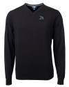 Tampa Bay Rays Cooperstown Cutter & Buck Lakemont Tri-Blend Mens V-Neck Pullover Sweater Black Mannequin Thumbnail Image
