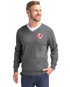 New York Yankees Cooperstown Cutter & Buck Lakemont Tri-Blend Mens V-Neck Pullover Sweater Charcoal Heather Front Thumbnail Image