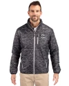 Arkansas Razorbacks Alumni Cutter & Buck Rainier PrimaLoft® Mens Eco Insulated Full Zip Printed Puffer Jacket Black Front Thumbnail Image