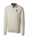 Montreal Expos Cooperstown Cutter & Buck Lakemont Tri-Blend Mens Quarter Zip Pullover Sweater Oatmeal Heather Mannequin Thumbnail Image