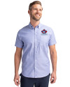 Toronto Blue Jays Cooperstown Cutter & Buck Stretch Oxford Mens Short Sleeve Dress Shirt French Blue Front Thumbnail Image