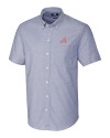 Atlanta Braves Cooperstown Cutter & Buck Stretch Oxford Mens Short Sleeve Dress Shirt Light Blue Mannequin Thumbnail Image