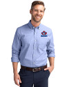 Toronto Blue Jays Cooperstown Cutter & Buck Stretch Oxford Mens Long Sleeve Dress Shirt French Blue Front Thumbnail Image