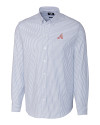 Atlanta Braves Cooperstown Cutter & Buck Stretch Oxford Stripe Mens Long Sleeve Dress Shirt French Blue Mannequin Thumbnail Image