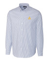 Seattle Mariners Cooperstown Cutter & Buck Stretch Oxford Stripe Mens Long Sleeve Dress Shirt French Blue Mannequin Thumbnail Image