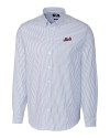 New York Mets Cooperstown Cutter & Buck Stretch Oxford Stripe Mens Long Sleeve Dress Shirt French Blue Mannequin Thumbnail Image