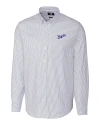 Kansas City Royals Cooperstown Cutter & Buck Stretch Oxford Stripe Mens Long Sleeve Dress Shirt Light Blue Mannequin Thumbnail Image