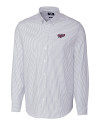 Minnesota Twins Cooperstown Cutter & Buck Stretch Oxford Stripe Mens Long Sleeve Dress Shirt Light Blue Mannequin Thumbnail Image