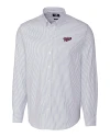 Minnesota Twins Cooperstown Cutter & Buck Stretch Oxford Stripe Mens Long Sleeve Dress Shirt Light Blue Mannequin Thumbnail Image