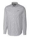 San Diego Padres Cooperstown Cutter & Buck Stretch Oxford Stripe Mens Long Sleeve Dress Shirt Charcoal Mannequin Thumbnail Image