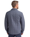 Back profile of a man wearing an Anthracite Melange Cutter & Buck Rainier PrimaLoft® Mens Big and Tall Eco Insulated Quilted Shirt Jacket Thumbnail Image