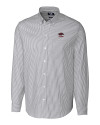 Arkansas Razorbacks Alumni Cutter & Buck Stretch Oxford Stripe Mens Long Sleeve Dress Shirt Charcoal Mannequin Thumbnail Image