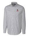 Louisville Cardinals Alumni Cutter & Buck Stretch Oxford Stripe Mens Long Sleeve Dress Shirt Charcoal Mannequin Thumbnail Image