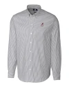 View image 2: Alabama Crimson Tide Alumni Cutter & Buck Easy Care Stretch Oxford Stripe Mens Long Sleeve Button Down Shirt Charcoal Mannequin