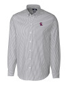 Los Angeles Angels Cooperstown Cutter & Buck Stretch Oxford Stripe Mens Long Sleeve Dress Shirt Charcoal Mannequin Thumbnail Image