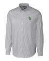 Athletics Cooperstown Cutter & Buck Stretch Oxford Stripe Mens Long Sleeve Dress Shirt Charcoal Mannequin Thumbnail Image