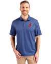 Cleveland Indians Cooperstown Cutter & Buck Pike Banner Print Stretch Mens Polo Navy Blue Front Thumbnail Image