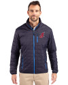 Cleveland Indians Cooperstown Cutter & Buck Rainier PrimaLoft®  Mens Big and Tall Eco Insulated Puffer Jacket Dark Navy/Silver Front Thumbnail Image