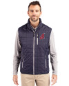 Cleveland Indians Cooperstown Cutter & Buck Rainier PrimaLoft® Mens Big and Tall Eco Insulated Full Zip Puffer Vest Dark Navy/Silver Front Thumbnail Image