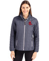 Boston Red Sox Cooperstown Cutter & Buck Rainier PrimaLoft®  Womens Eco Insulated Full Zip Puffer Jacket Anthracite Melange Front Thumbnail Image