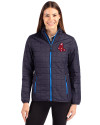 Boston Red Sox Cooperstown Cutter & Buck Rainier PrimaLoft®  Womens Eco Insulated Full Zip Puffer Jacket Dark Navy Front Thumbnail Image