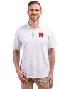 Nebraska Cornhuskers Alumni Cutter & Buck Virtue Eco Pique Tile Print Recycled Mens Big & Tall Polo White Front Thumbnail Image