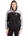 Kansas Jayhawks Alumni Cutter & Buck Charter Eco Recycled Womens Anorak Jacket Black/Polished Front Thumbnail Image