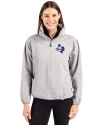Texas Rangers Cooperstown Cutter & Buck Charter Eco Recycled Womens Anorak Jacket Polished Medium Gray Front Thumbnail Image