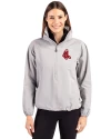 Boston Red Sox Cooperstown Cutter & Buck Charter Eco Recycled Womens Anorak Jacket Polished Medium Gray Front Thumbnail Image