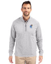 Kansas Jayhawks Alumni Cutter & Buck Adapt Eco Knit Heather Mens Quarter Zip Pullover Polished Heather Front Thumbnail Image