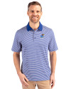 Kansas Jayhawks Alumni Cutter & Buck Forge Tonal Stripe Stretch Mens Big and Tall Polo Tour Blue Front Thumbnail Image