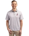 Alabama Crimson Tide Alumni Cutter & Buck Virtue Eco Pique Micro Stripe Recycled Mens Big & Tall Polo Polished/White Front Thumbnail Image