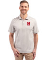 Nebraska Cornhuskers Alumni Cutter & Buck Virtue Eco Pique Stripe Recycled Mens Big and Tall Polo Polished Medium Gray Front Thumbnail Image