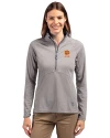 Clemson Tigers Alumni Cutter & Buck Adapt Eco Knit Stretch Recycled Womens Half Zip Pullover Polished Medium Gray Front Thumbnail Image