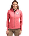 Nebraska Cornhuskers Cutter & Buck Adapt Eco Knit Heather Recycled Womens Full Zip Cardinal Red Heather Front Thumbnail Image