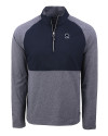 Penn State Nittany Lions Alumni Cutter & Buck Adapt Eco Knit Hybrid Recycled Mens Quarter Zip Navy Blue Heather/Navy Blue Mannequin Thumbnail Image