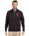 Nebraska Cornhuskers Alumni Cutter & Buck Adapt Eco Knit Hybrid Recycled Mens Quarter Zip Black Front Thumbnail Image