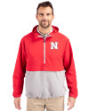 Nebraska Cornhuskers Cutter & Buck Charter Eco Recycled Mens Anorak Jacket Red/Polished Front Thumbnail Image