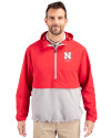 Nebraska Cornhuskers Alumni Cutter & Buck Charter Eco Recycled Mens Anorak Jacket Red/Polished Front Thumbnail Image